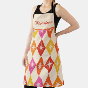 Mid Century Starbursts on Retro Diamonds  Custom  Apron