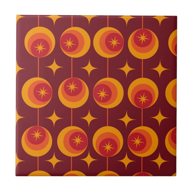 Mid Century Starbursts Pattern on Retro Circles Tile (Front)
