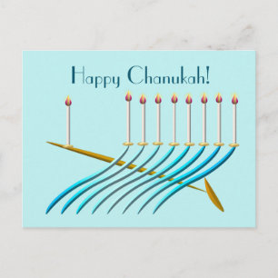 Mid-Century Style Chanukah Menorah Postcard