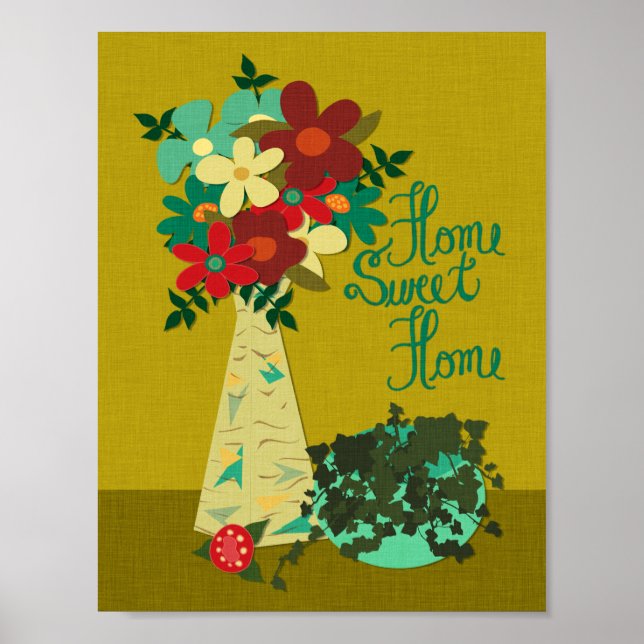 Mid-Century Style, Flowers in Vase 8 x 10 Poster (Front)