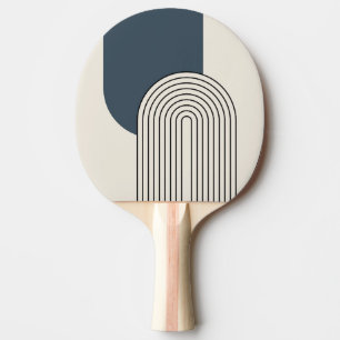 Mid Century style line art with dark blue arch Ping Pong Paddle