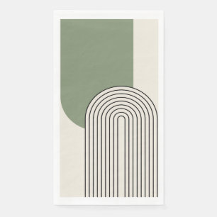 Mid Century style line art with green arch Napkin