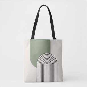 Mid Century style line art with green arch Tote Bag