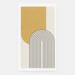 Mid Century style line art with mustard colour arc Napkin