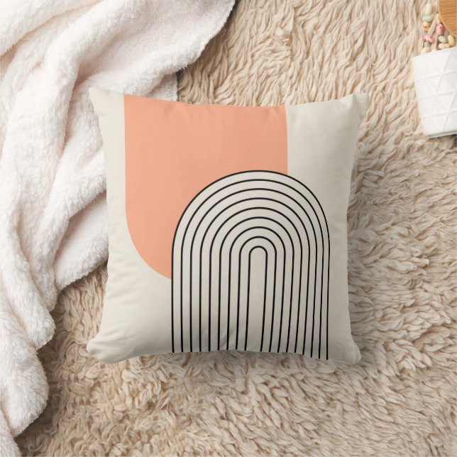 Mid Century style line art with pink arch Cushion (Blanket)