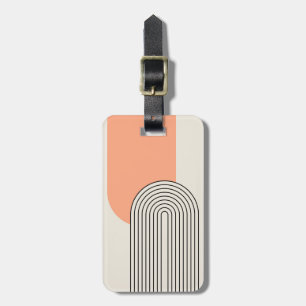 Mid Century style line art with pink arch Luggage Tag