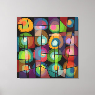 Mid Century Style Painted Circles Abstract Canvas Print
