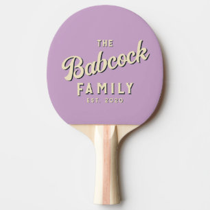 Mid-Century Summer Lilac Retro Family Name & Year Ping Pong Paddle