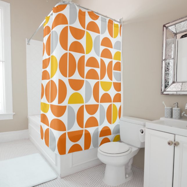 Mid Century Sunny Tiles Shower Curtain (In Situ)