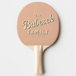 Mid-Century Sweet Peach Retro Family Name & Year Ping Pong Paddle