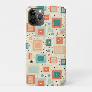Mid Century Teal Blue Orange Abstract Square iPhone 11 Pro Case