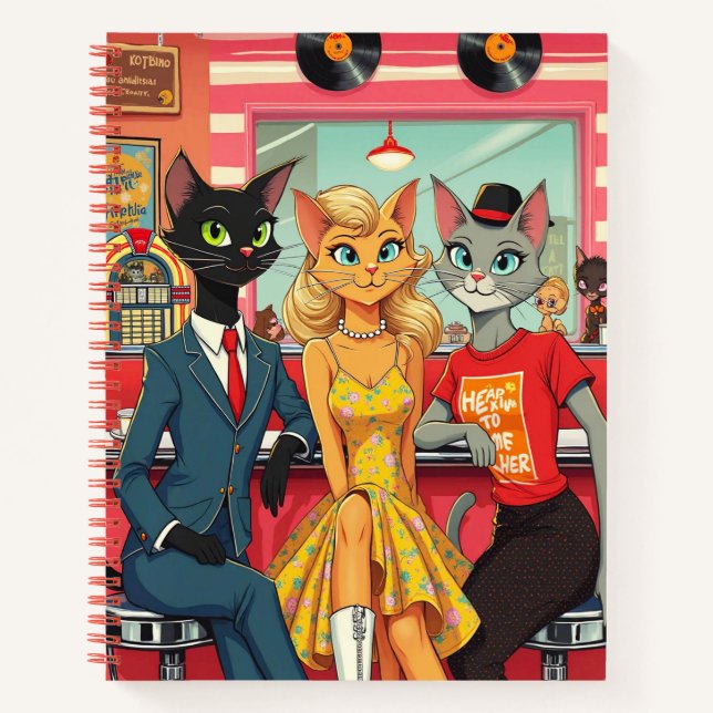Mid Century Teenage Cats in a Diner Journal  (Front)