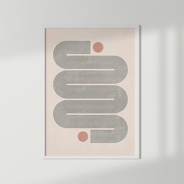 Mid-Century Terracotta Abstract Waves Poster  (Creator Uploaded)