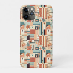 Mid Century Terracotta Teal Geometric Floral iPhone 11 Pro Case