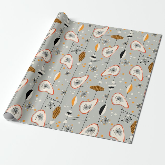 Mid-Century Tiki Atomic Wrapping Paper (Unrolled)
