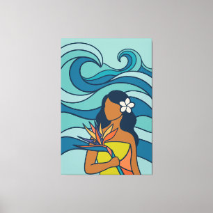 Mid century tropical beachy art canvas print