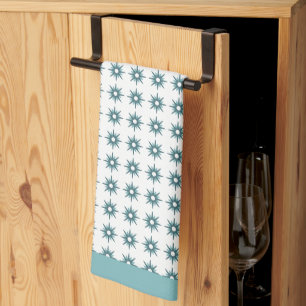 Mid-Century Turquoise Starburst Pattern Kitchen To Tea Towel