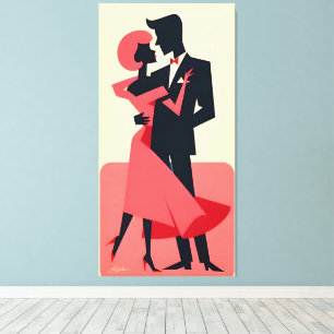 Mid Century Valentine Dancing Couple Canvas Print