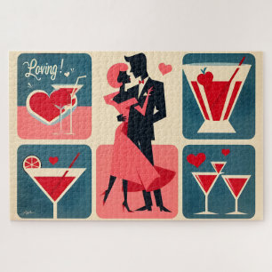 Mid Century Valentine Dancing Couple Jigsaw Puzzle
