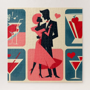 Mid Century Valentine Dancing Couple Jigsaw Puzzle