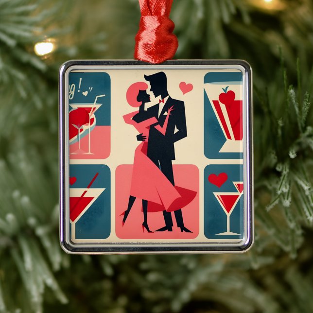 Mid Century Valentine Dancing Couple Metal Tree Decoration (Tree)