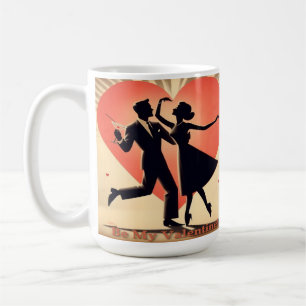 Mid Century Valentine Dancing Couple with Martini Coffee Mug