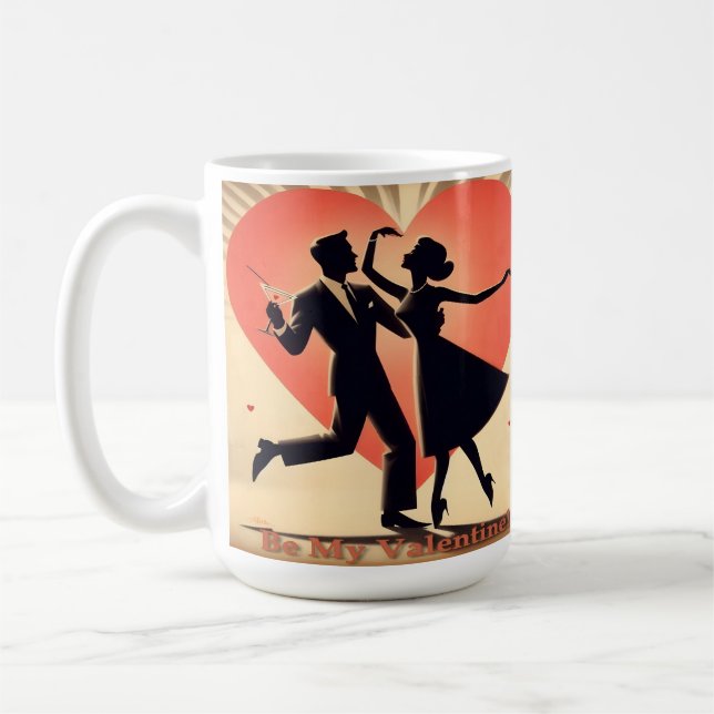 Mid Century Valentine Dancing Couple with Martini Coffee Mug (Left)