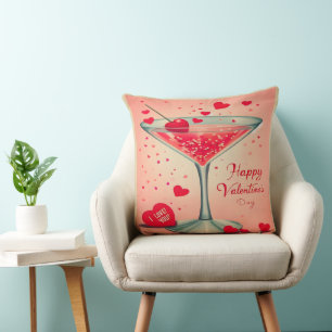 Mid Century Valentine Martini cocktail Cushion