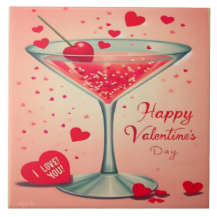 Mid Century Valentine Martini cocktail Tile