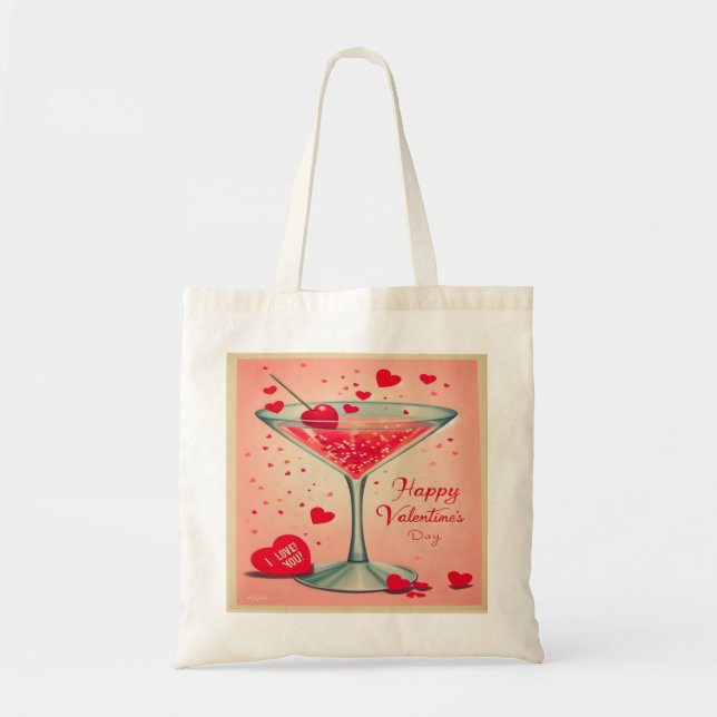 Mid Century Valentine Martini cocktail Tote Bag (Front)