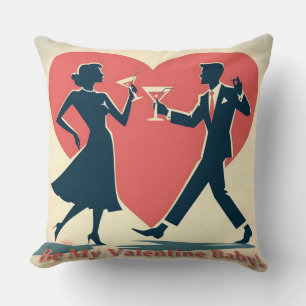 Mid Century Valentine Modern Hip Dancing Couple Cushion