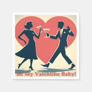 Mid Century Valentine Modern Hip Dancing Couple Napkin