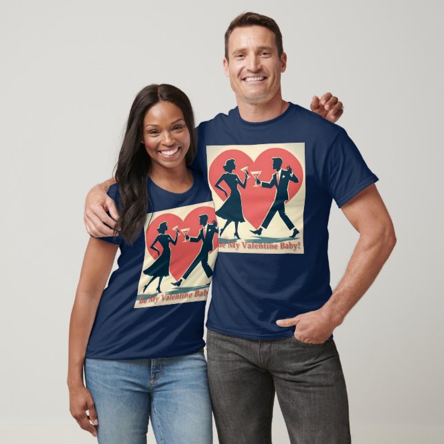 Mid Century Valentine Modern Hip Dancing Couple T-Shirt (Unisex)