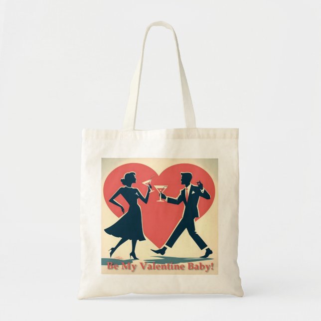Mid Century Valentine Modern Hip Dancing Couple Tote Bag (Front)