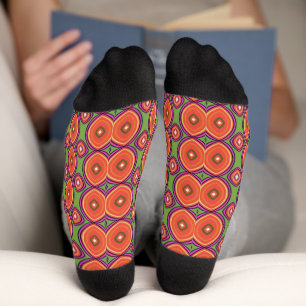 Mid Century Vibe Bright Orange And Green Socks