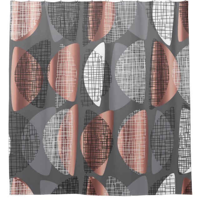 Mid century vibes modern style seamless pattern. L Shower Curtain (Front)