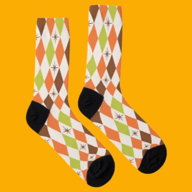 Mid-Century Vibes – Retro Geometric Crew Socks (Creator Uploaded)