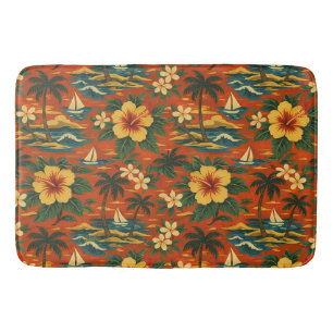 Mid Century Vibrant Hawaiian Shirt Print Bath Mat