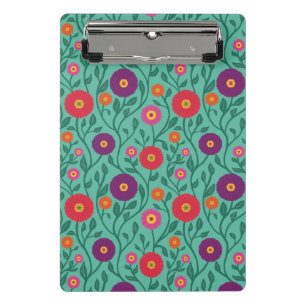 Mid-Century Vine Flower Garden Garland Green Mini Clipboard