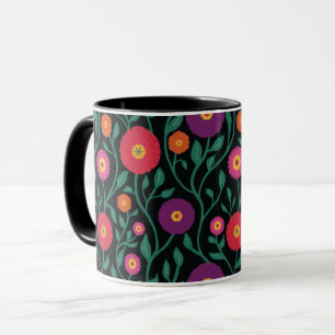 Mid-Century Vine Flower   Garden Garland Midnight Mug
