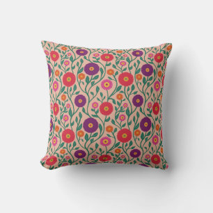 Mid-Century Vine Flower Garden Garland Peach Cushion
