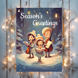 Mid Century Vintage Christmas Carolers Retro Holiday Card