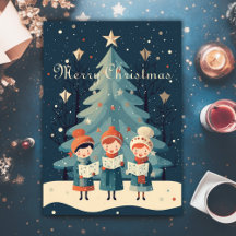 Mid Century Vintage Christmas Carolers Retro