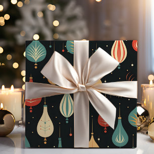 Mid Century Vintage Christmas Ornaments Holiday Wrapping Paper