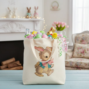 Mid Century Vintage Dapper Bunny Rabbit Tote Bag