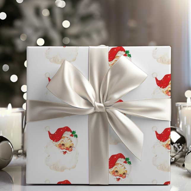 Mid Century Vintage Jolly Santa Claus Wrapping Paper (Mid Century Vintage Jolly Santa Claus Wrapping Paper)