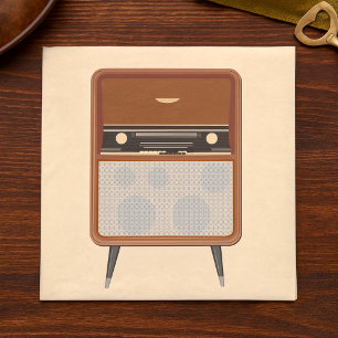 Mid Century Vintage Radio Retro Music Lover Napkin