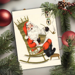 Mid Century Vintage Rocking Santa Custom Christmas Holiday Card