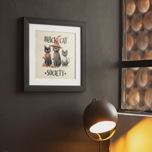 Mid-Century Vintage Style Black Cat Society  Poster (Creator Uploaded)