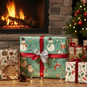 Mid-Century, Vintage & Traditional Christmas Wrapping Paper Sheet